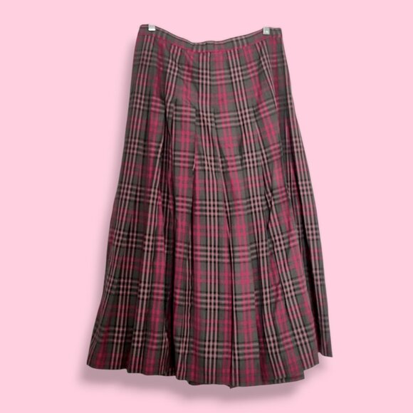 Pendleton vintage 80's USA made pink grey plaid 2 pc set jacket skirt 12/14 - Picture 6 of 8